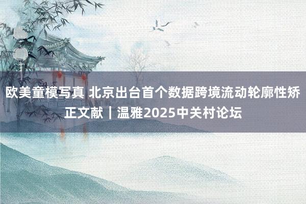 欧美童模写真 北京出台首个数据跨境流动轮廓性矫正文献｜温雅2025中关村论坛